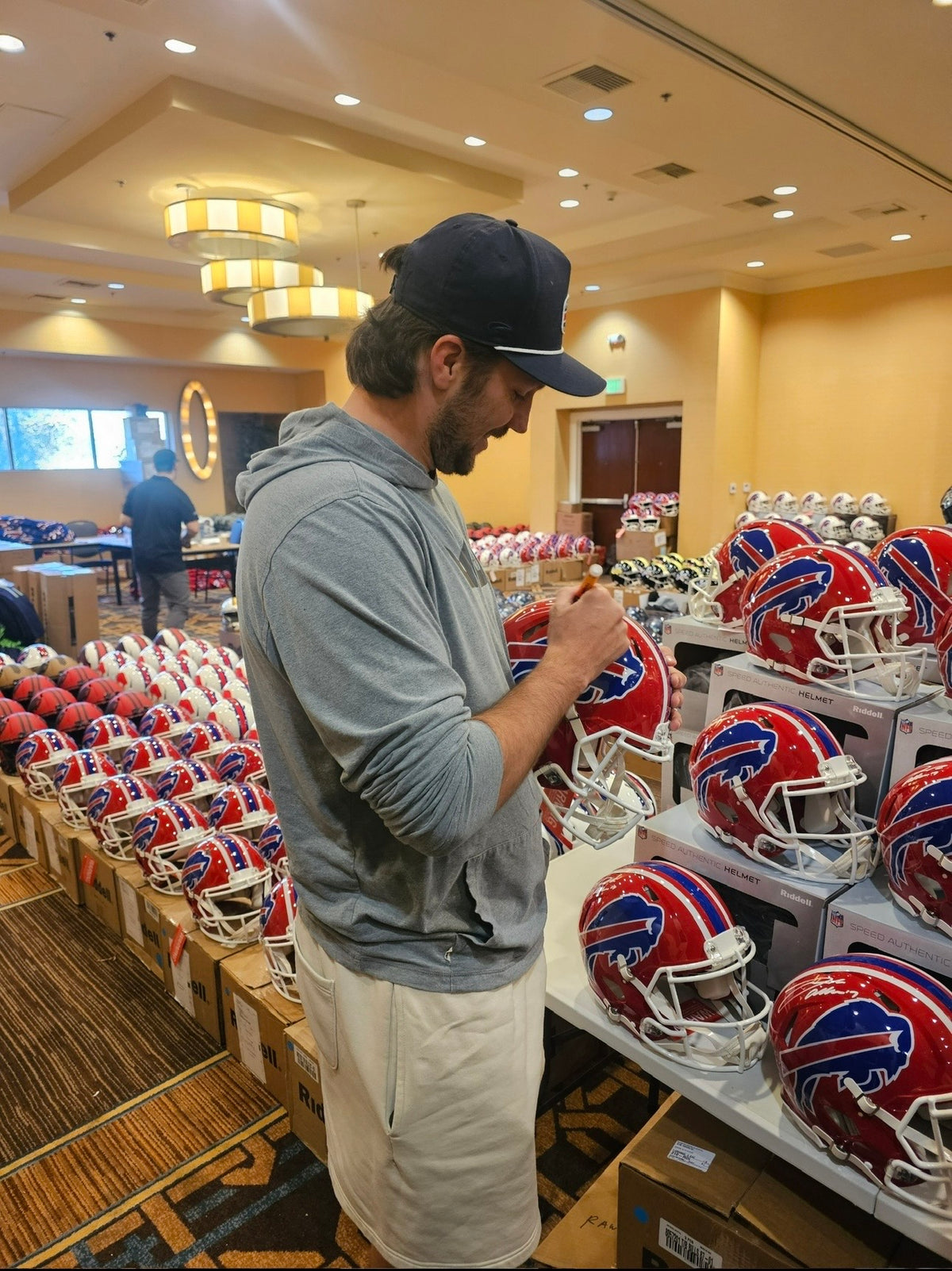 Josh Allen Signed Buffalo Bills Full Size Red Throwback Speed Replica Helmet
