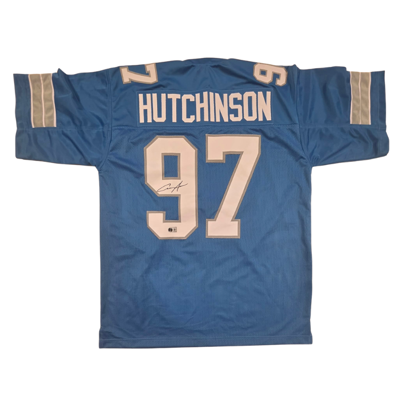 Aidan Hutchinson Signed Custom Pro-Style Blue Home Jersey