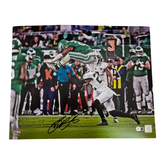 PRE-SALE: Saquon Barkley Signed Licensed Hurdle 16x20 Photo