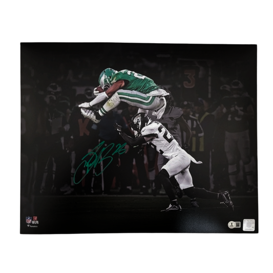 PRE-SALE: Saquon Barkley Signed Licensed Spotlight Hurdle 16x20 Photo